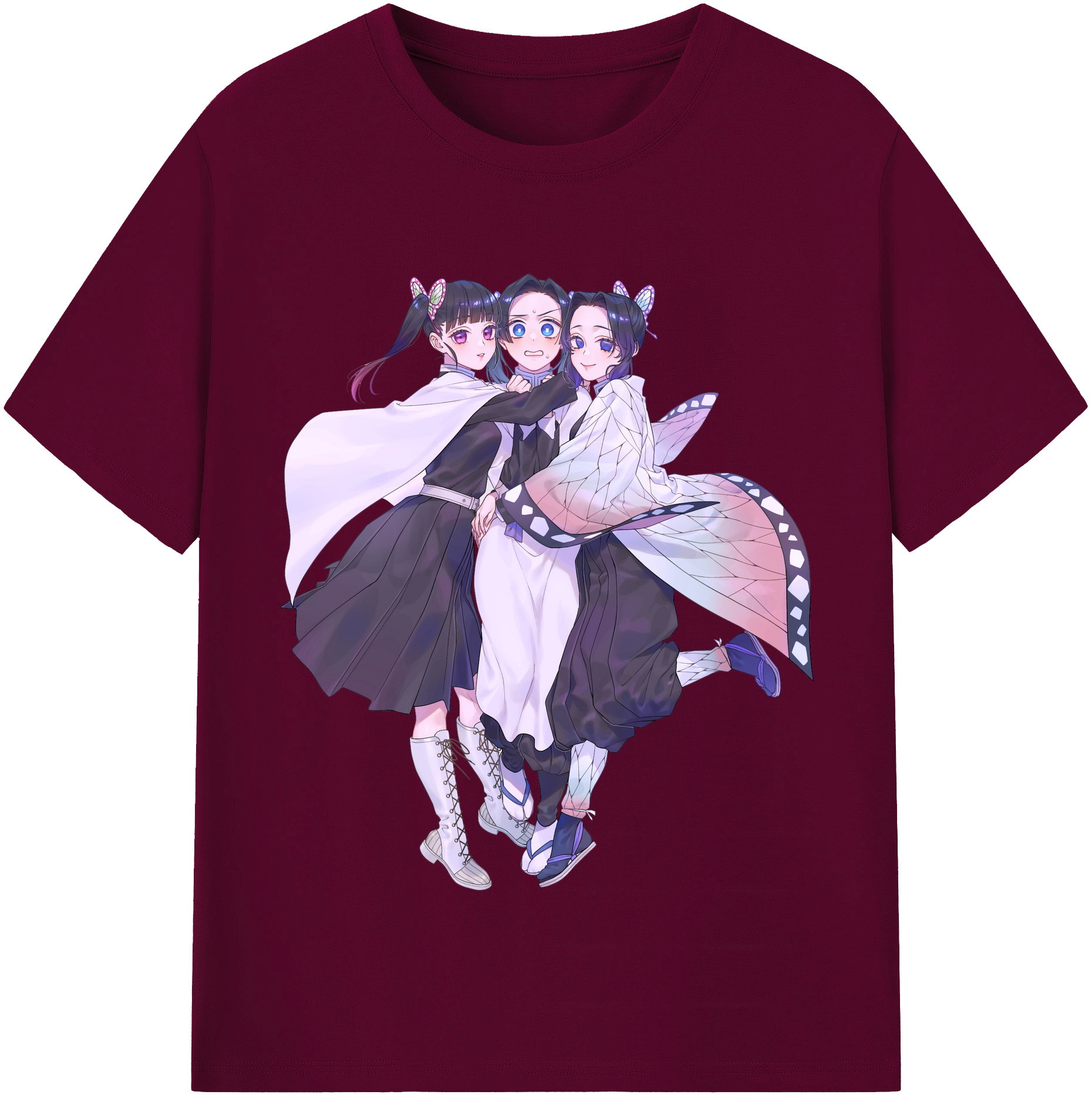 （画像用） 鬼滅の刃（きめつのやいば）蟲柱-胡蝶 しのぶ／こちょう しのぶ Kochou Shinobu レディースカジュアルプリントTシャツ（綿100％）